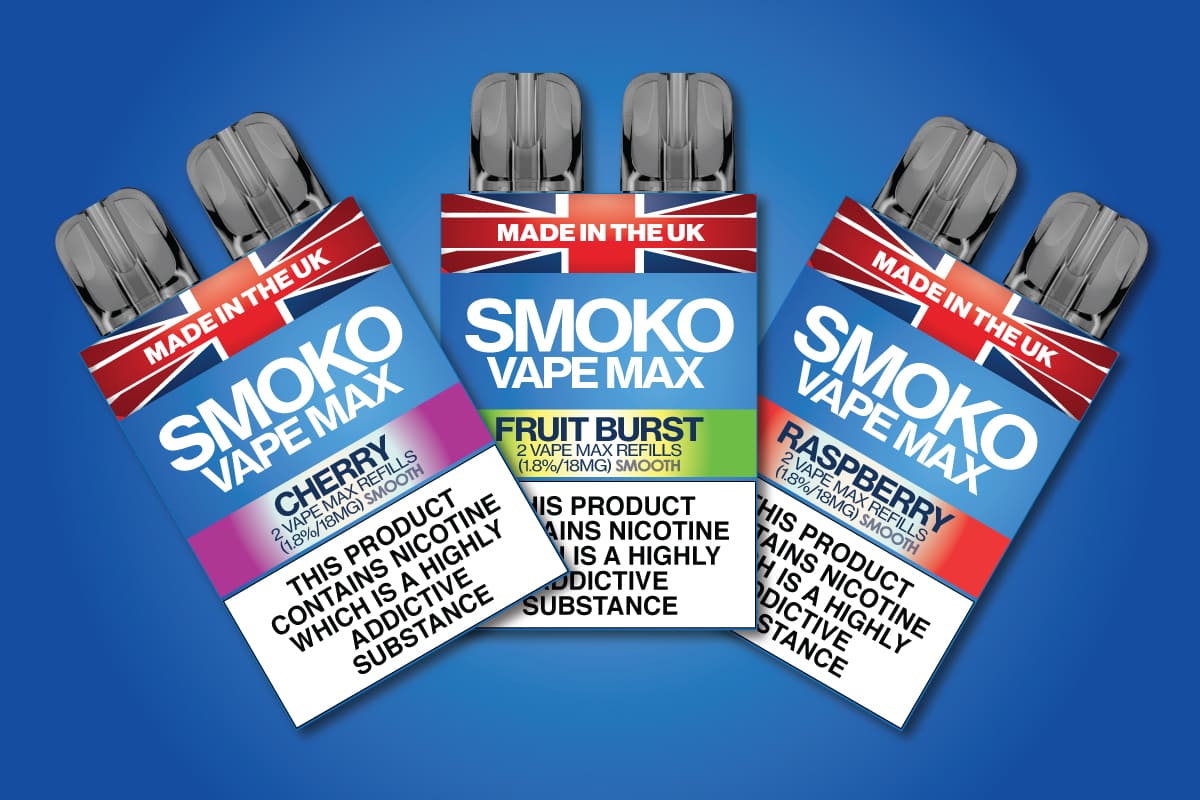 SMOKO SMOOTH VAPE MAX Refills - Made in the UK Vapes SMOKO E Cigarettes SMOKO SMOOTH VAPE MAX Refills - Made in the UK Vapes SMOKO E Cigarettes
