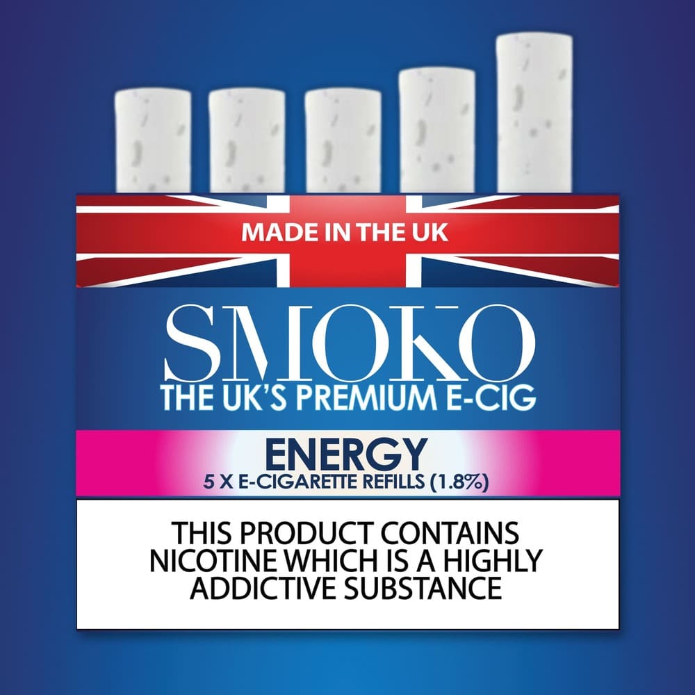 Energy Flavour E Cigarette Refills Cigalike Cartridges Made in the UK