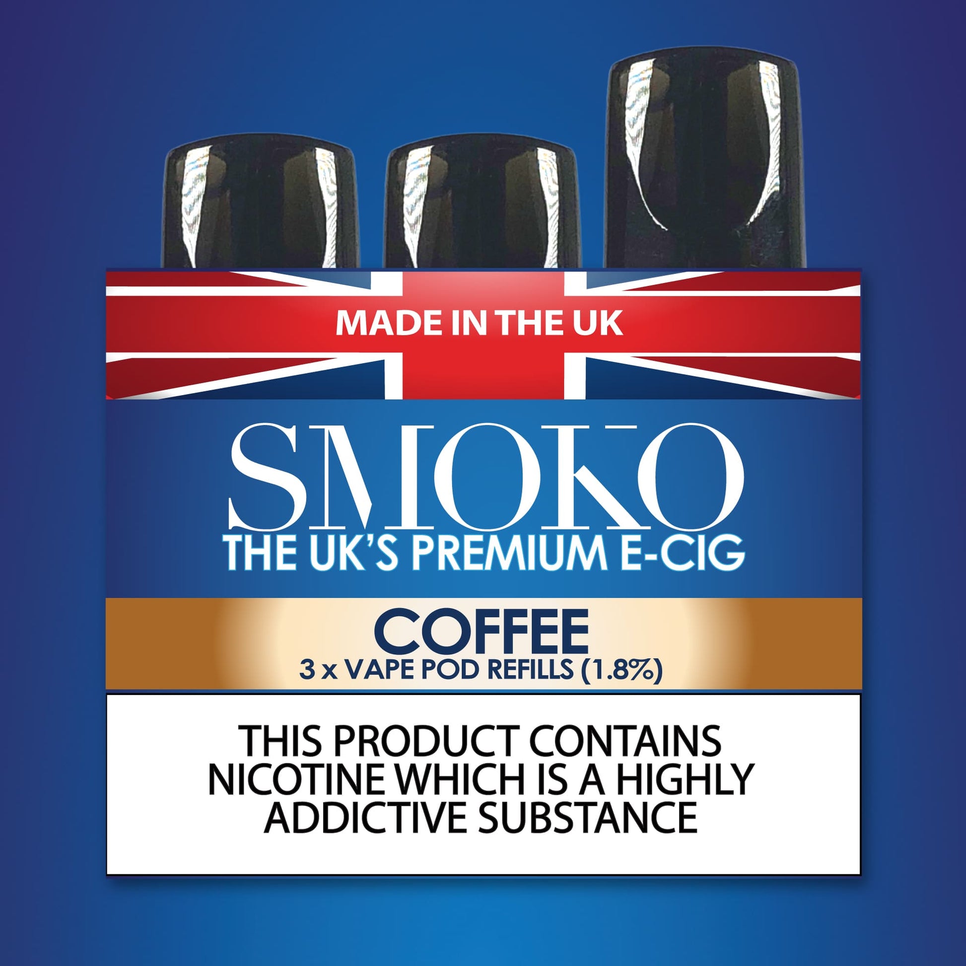 SMOKO E Cigarettes Vape Pod Refills Coffee Flavour 1.8%