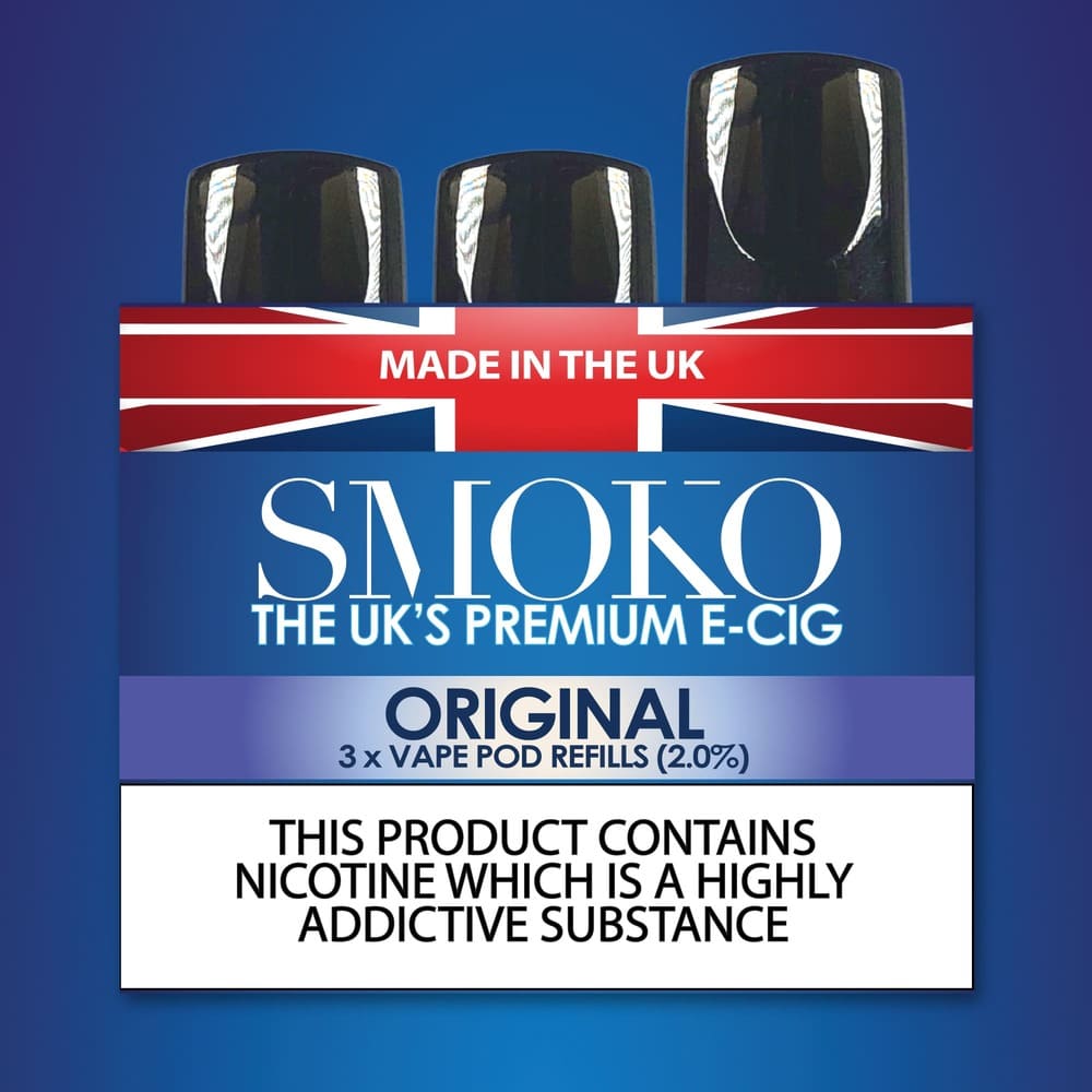 Original Tobacco Flavour Vape POD Refills Made in the UK SMOKO