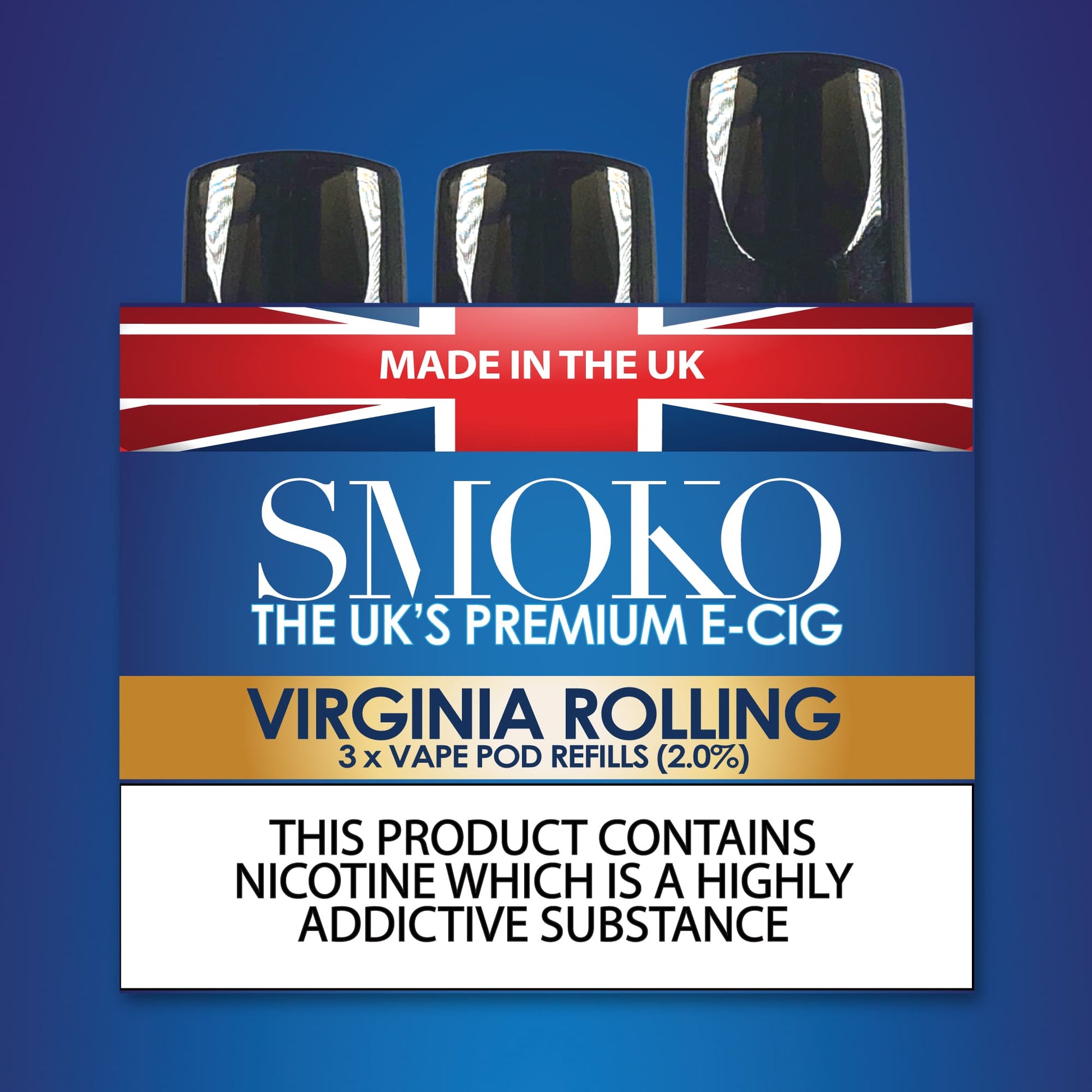 SMOKO E Cigarettes Vape Pod Refills Virginia Rolling Flavour 2.0%