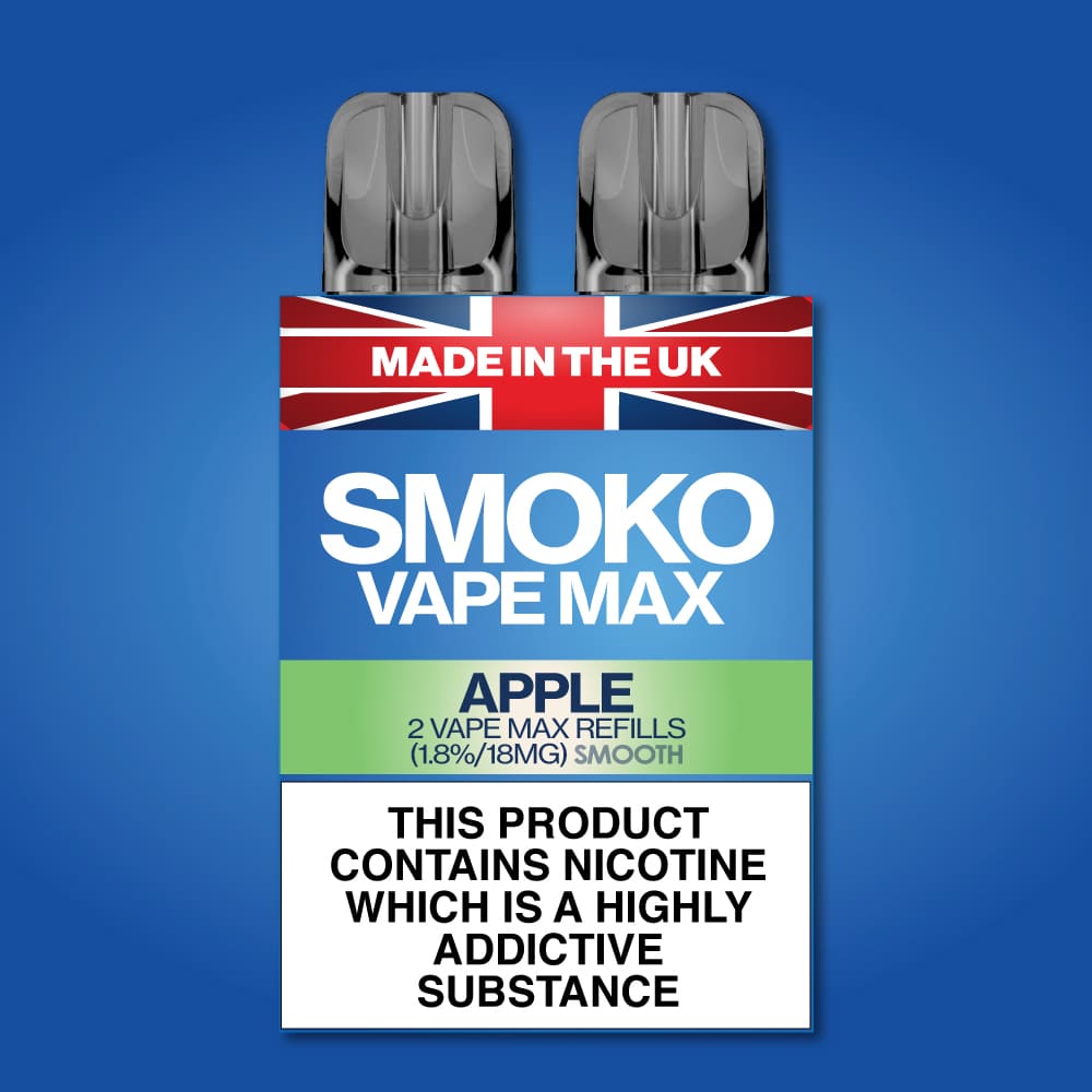 APPLE Flavour VAPE MAX Refills - Made in the UK Vapes SMOKO E Cigarettes APPLE Flavour VAPE MAX Refills - Made in the UK Vapes SMOKO E Cigarettes