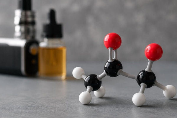 Diacetyl chemical model with vape and e-liquid