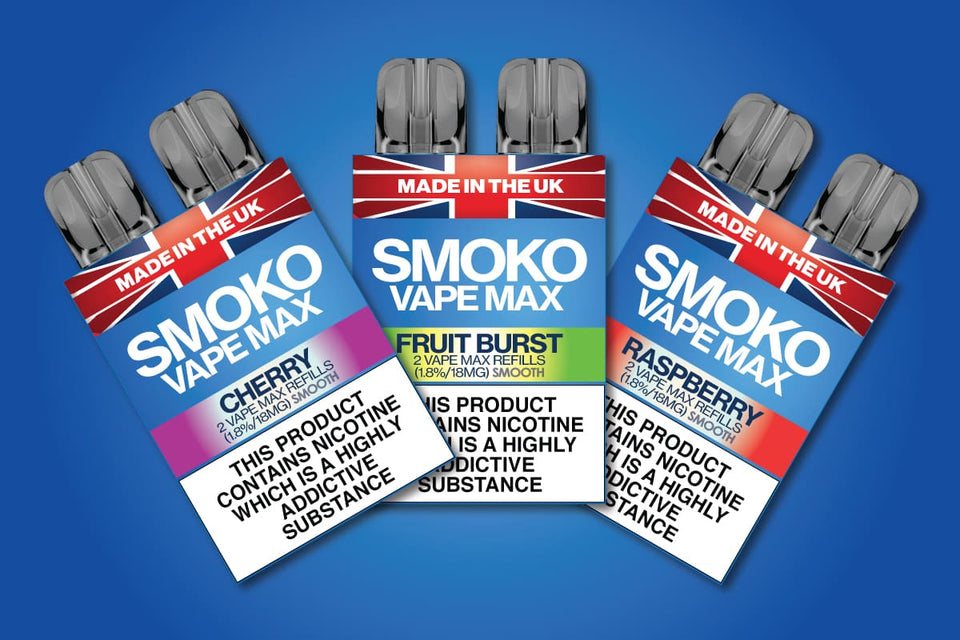 SMOKO SMOOTH VAPE MAX Refills - Made in the UK Vapes SMOKO E Cigarettes SMOKO SMOOTH VAPE MAX Refills - Made in the UK Vapes SMOKO E Cigarettes