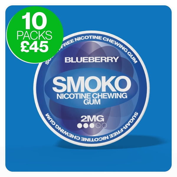 SMOKO Sugar Free Nicotine Gum Bulk Discount - 10 Packs + FREE UK Delivery