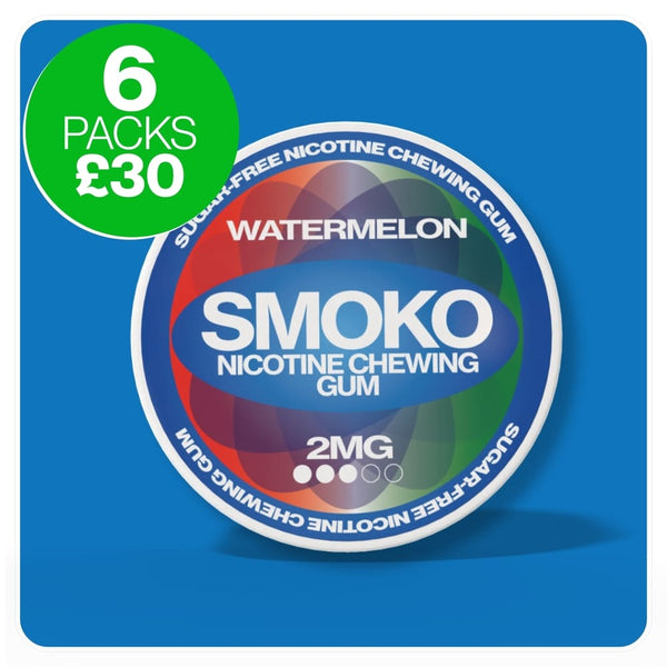 SMOKO Sugar Free Nicotine Gum Bulk Discount - 6 Packs + FREE UK Delivery