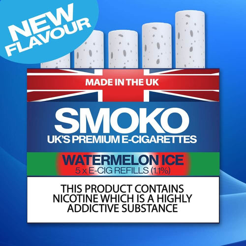 WATERMELON ICE Flavour - E-Cigarette Refills - UK Made Cigalike Refills - SMOKO E-Cigarettes + Vapes