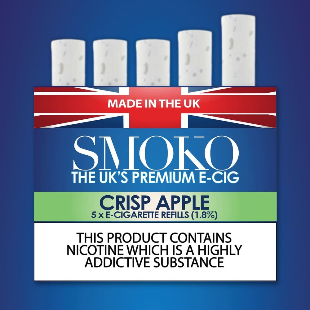 Knusprige Nachfüllpackungen für E-Zigaretten mit Apfelgeschmack SMOKO E-Zigaretten-Nachfüllstärke: 1.8 %