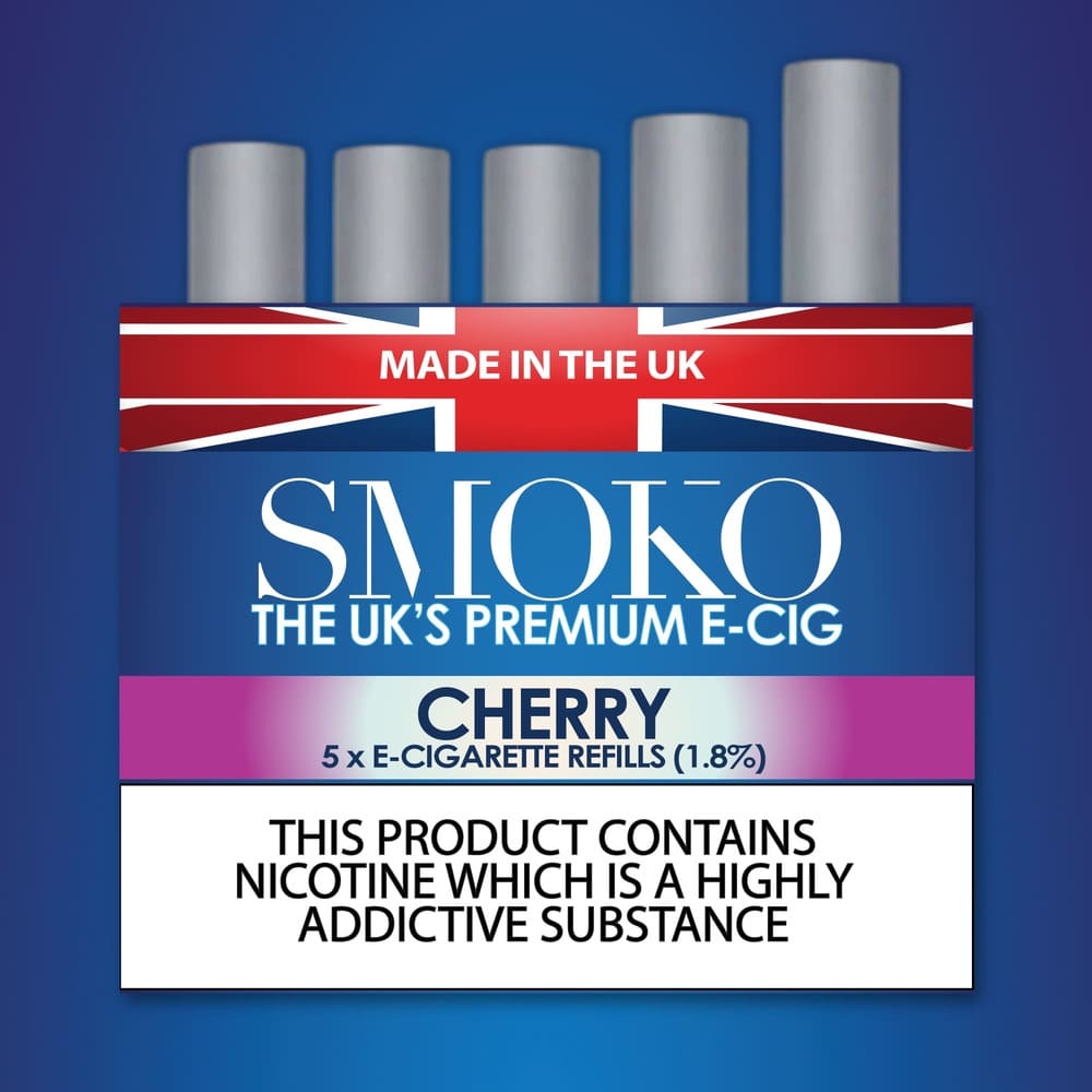 SMOKO E-Zigaretten-Nachfüllungen mit Kirschgeschmack, Nachfüllstärke der E-Zigarette: 1.8 %