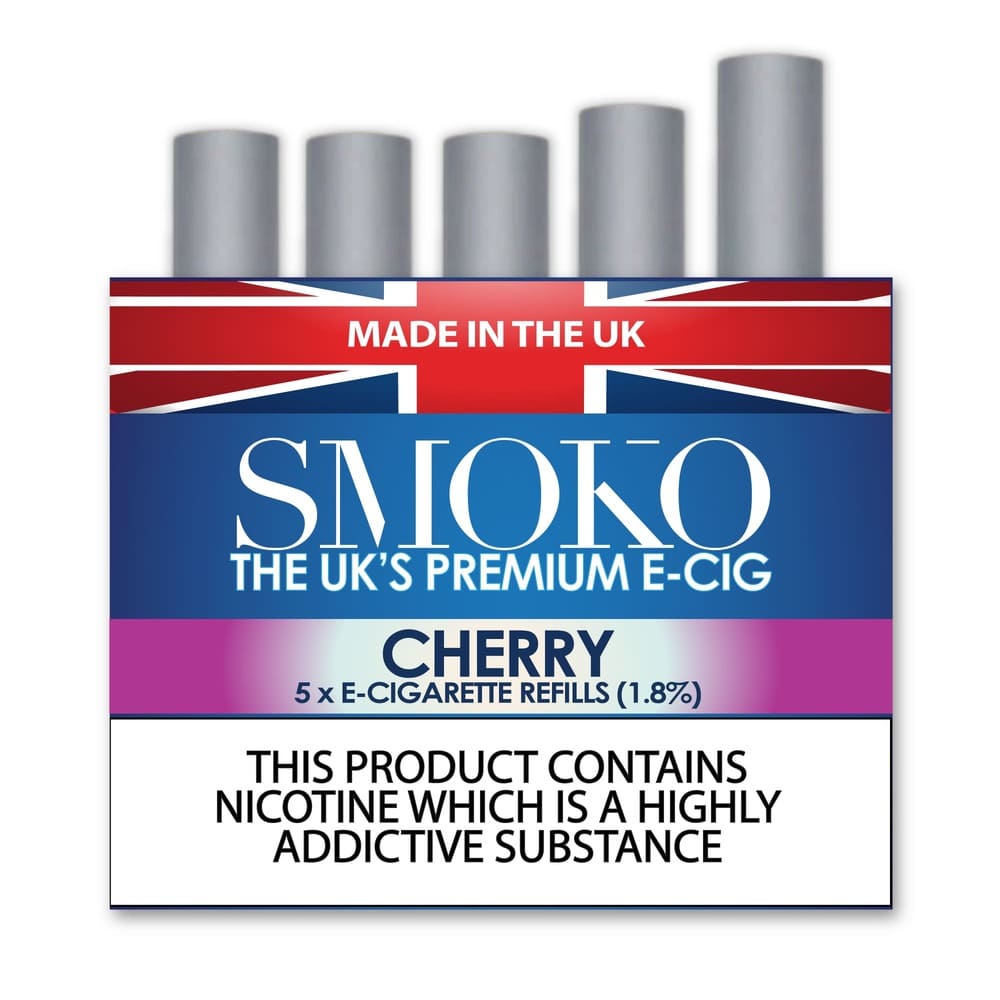 SMOKO Recharges de cigarettes électroniques à saveur de cerise Force de recharge de e-cigarettes : 1.8 %