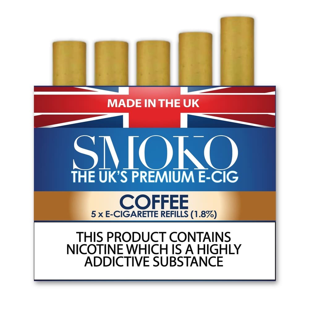 E-Zigaretten-Nachfüllungen mit Kaffeegeschmack. E-Zigaretten-Nachfüllung SMOKO Stärke: 1.8%