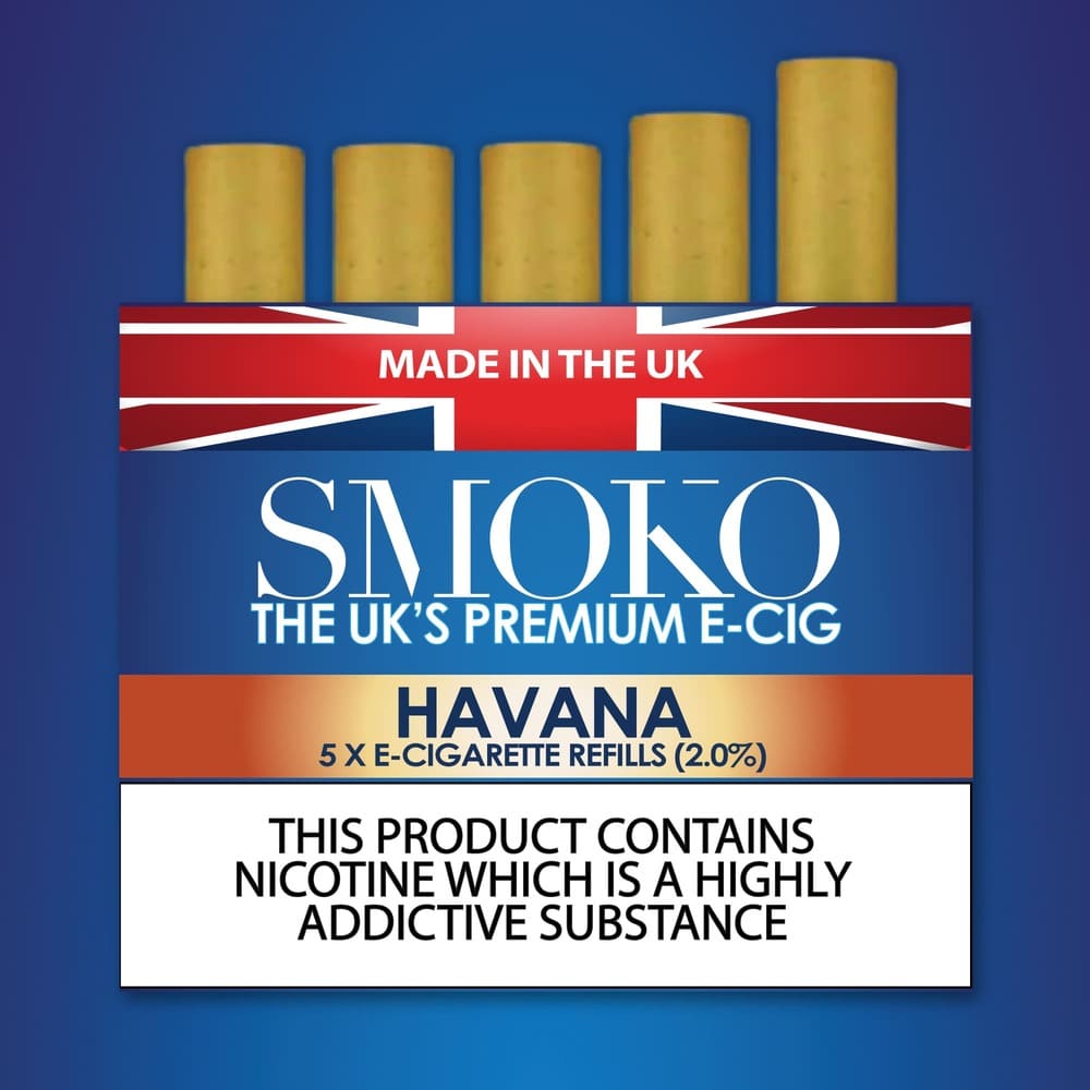 Havana Flavour E-Cigarette Refills SMOKO E-Cig Refill Strength: 2.0%