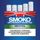 Menthol Flavour - E - Cigarette Refills - Made in the UK E-Cigs Cigalikes