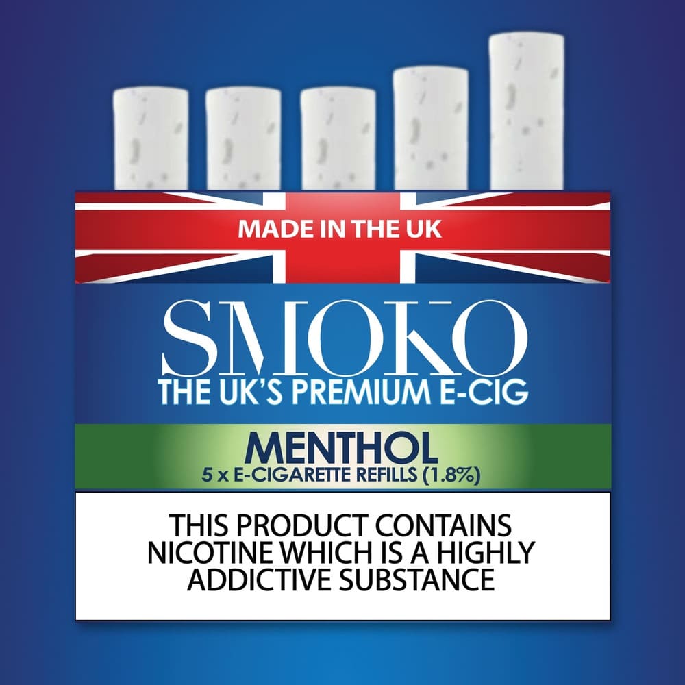 Nachfüllpackungen für E-Zigaretten mit Menthol-Tabak-Geschmack SMOKO E-Zigaretten-Nachfüllstärke: 1.8 %
