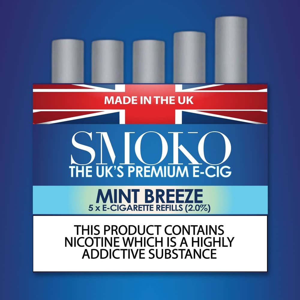 Recharges de cigarettes électroniques à saveur de brise de menthe SMOKO Force de recharge E-Cig : 2.0 %