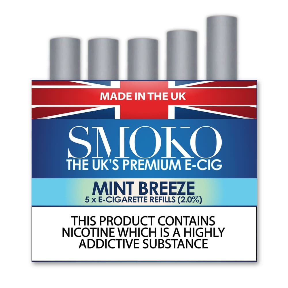 Mint Breeze Flavour Cigalike E Cigarette Refills Made in the UK