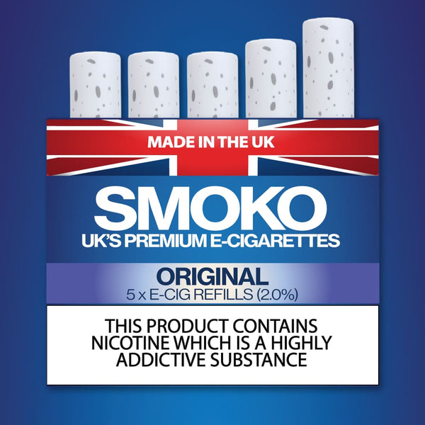 E-cigarettpfyllningar med originalsmak av tobak Cigalike tillverkade i Storbritannien SMOKO E Cigarettes E-cigarettpfyllningar med originalsmak av tobak Cigalike tillverkade i Storbritannien SMOKO E Cigarettes