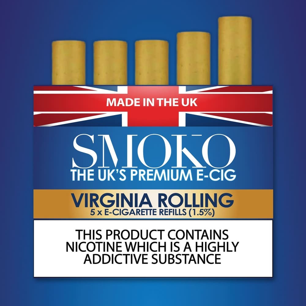 Virginia Rolling Tobacco Flavour E-Cigarette Refills SMOKO E-Cig Refill Strength: 1.5%