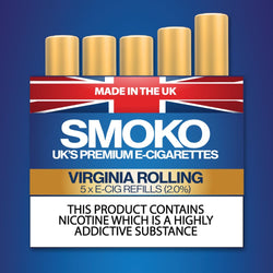 Virginia Rolling Flavour - E - Cigarette Refills - Made in the UK E-Cigs Cigalike