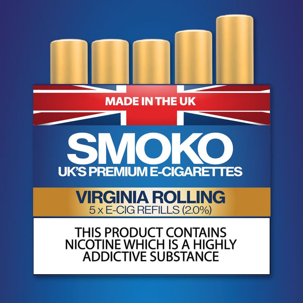 Ricariche per sigaretta elettronica Virginia Rolling Tobacco Made in UK SMOKO Sigarette elettroniche Ricariche per sigaretta elettronica Virginia Rolling Tobacco Made in UK SMOKO Sigarette elettroniche