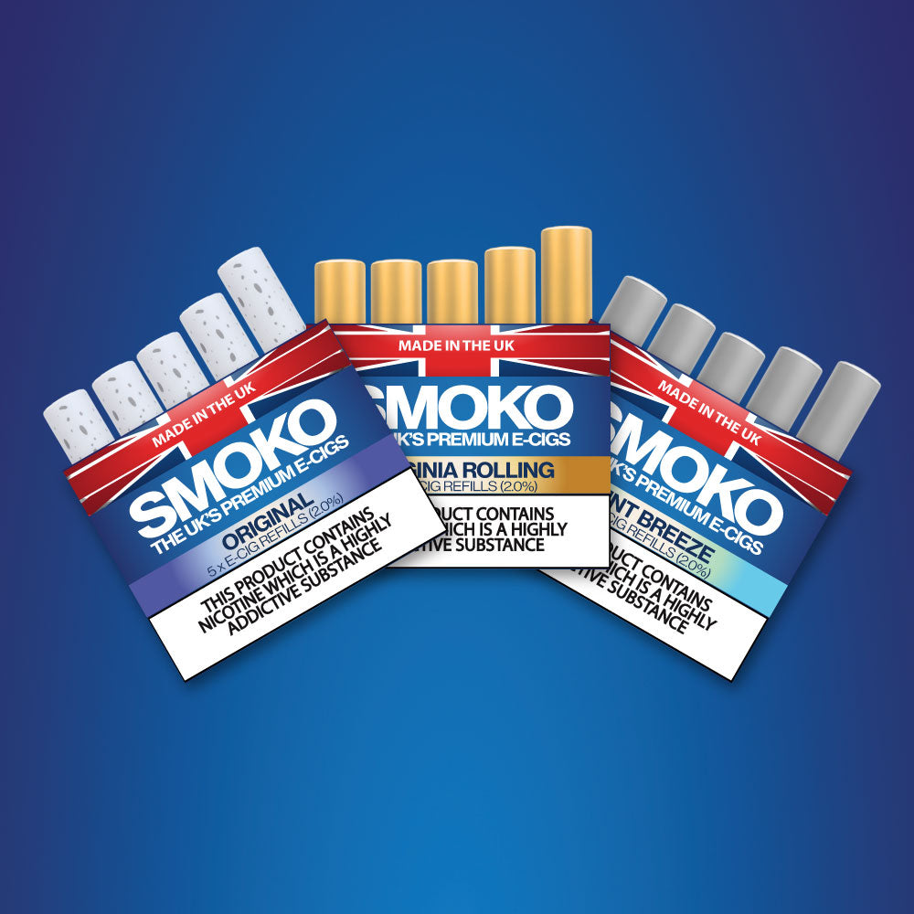 SMOKO E-Cigarettes come in a range of 13 amazing flavours and are all Made in the UK