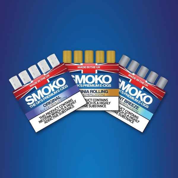 SMOKO E-Cigarettes come in a range of 13 amazing flavours and are all Made in the UK