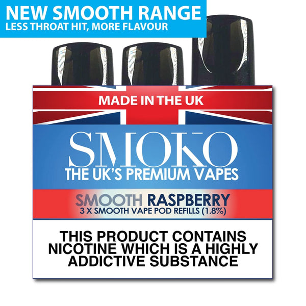 RASPBERRY - SMOOTH VAPE POD REFILLS - SMOKO E Cigarettes