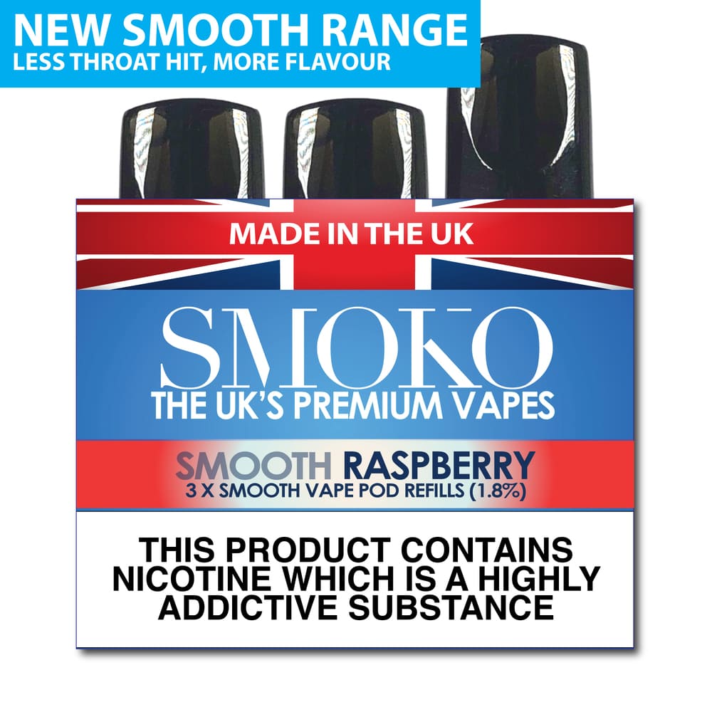 RASPBERRY - SMOOTH VAPE POD REFILLS - SMOKO E Cigarettes