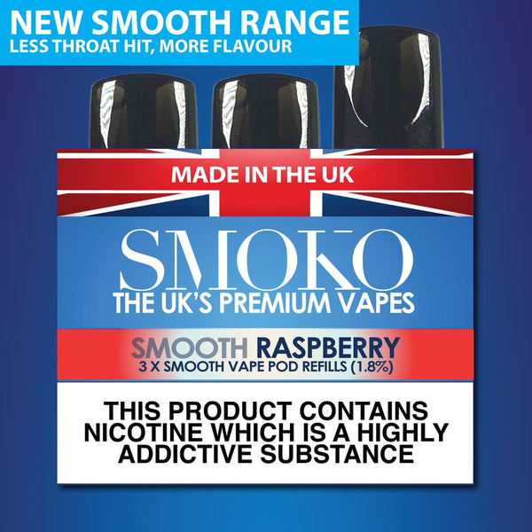 RASPBERRY - SMOOTH VAPE POD REFILLS - SMOKO E Cigarettes