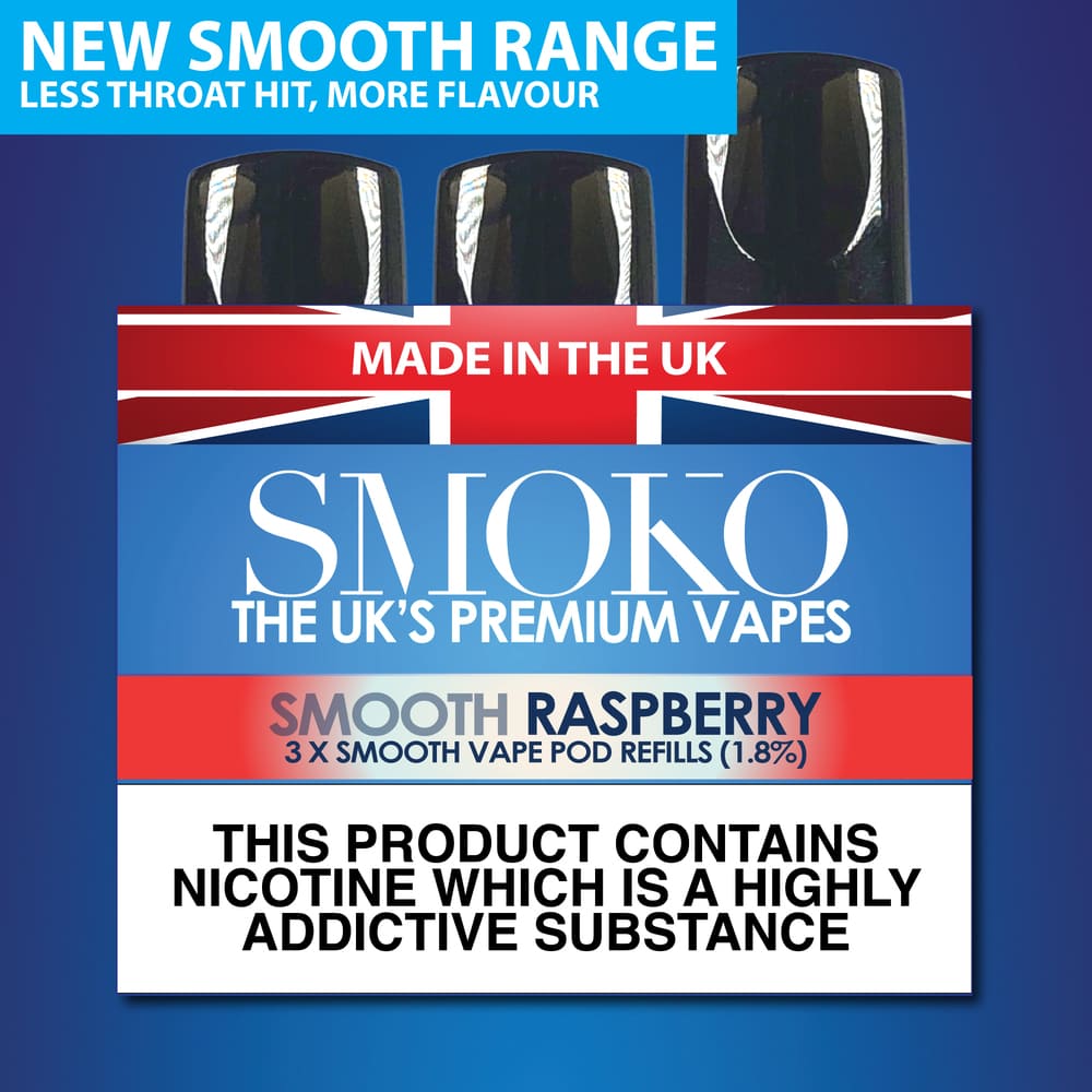 Ricariche per sigaretta elettronica morbide al gusto di lampone, prodotte nel Regno Unito. SMOKO Sigarette elettroniche Ricariche per sigaretta elettronica morbide al gusto di lampone, prodotte nel Regno Unito. SMOKO Sigarette elettroniche