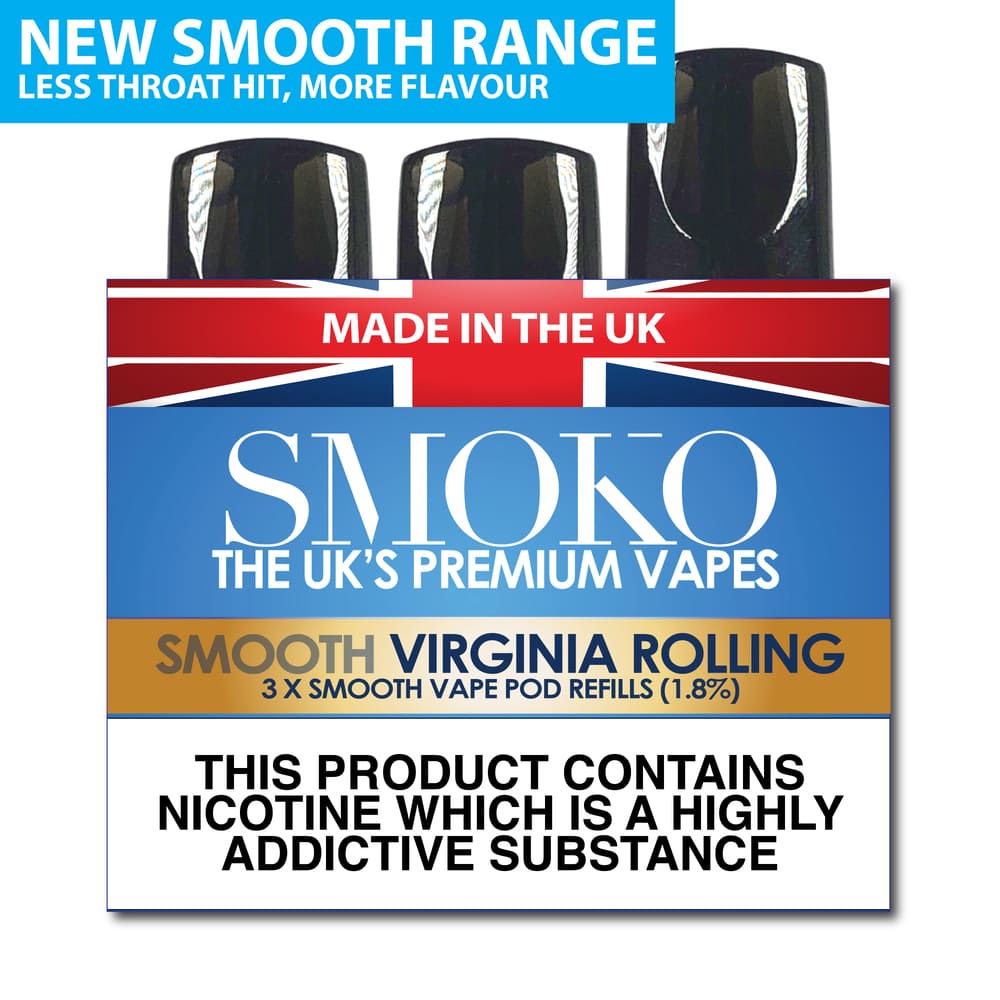 VIRGINIA ROLLING - SMOOTH VAPE POD REFILLS - SMOKO E Cigarettes