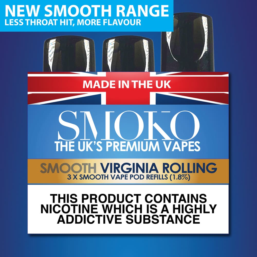 VIRGINIA ROLLING - SMOOTH VAPE POD REFILLS - SMOKO E Cigarettes