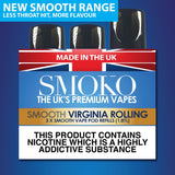 VIRGINIA ROLLING - SMOOTH VAPE POD REFILLS - SMOKO E Cigarettes