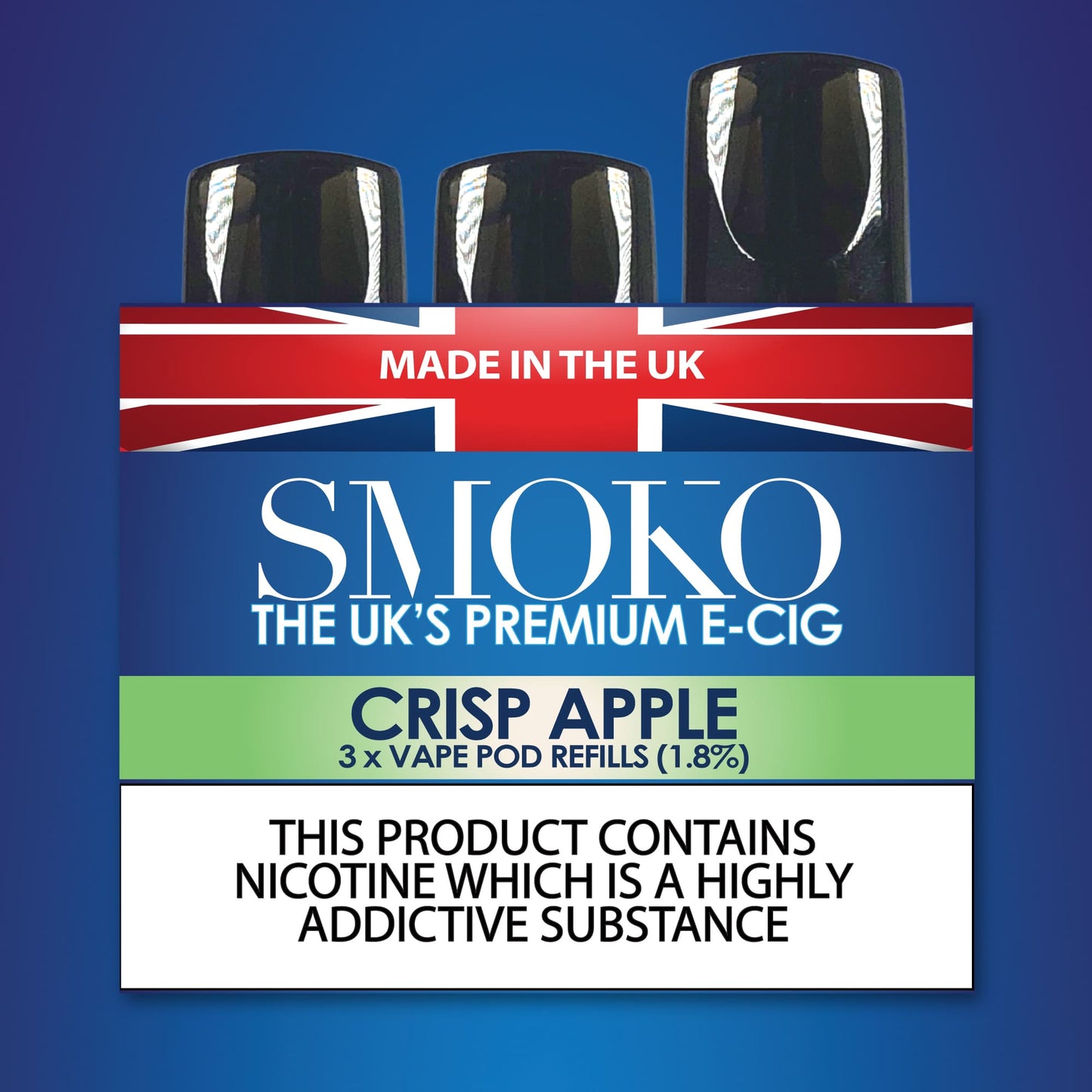 SMOKO E-Zigaretten Vape Pod füllt Apfelgeschmack 1.8 % nach