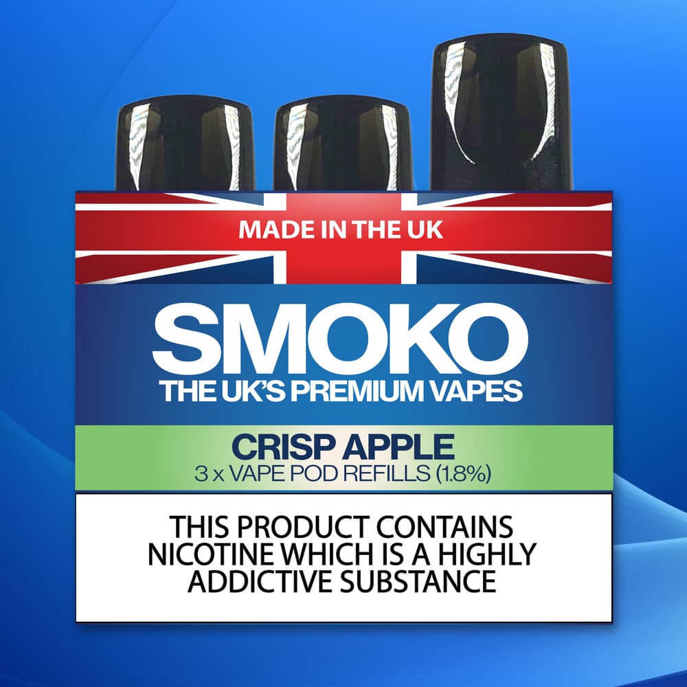CRISP APPLE VAPE POD REFILLS UK MADE VAPE REFILLS