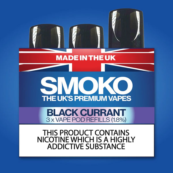 Cassis Recharges Vape POD fabriques au Royaume-Uni SMOKO SMOKO E Cigarettes Cassis Recharges Vape POD fabriques au Royaume-Uni SMOKO SMOKO E Cigarettes