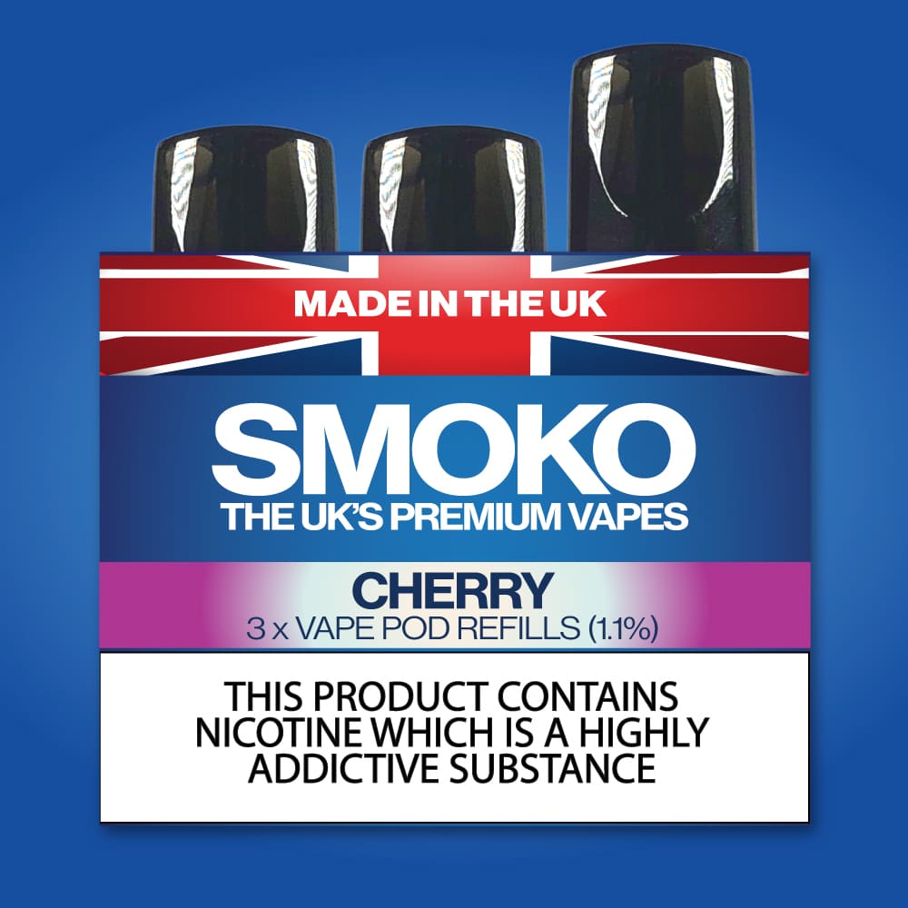 Cherry POD navullingen Made in the UK | SMOKO VAPES SMOKO E Cigarettes Cherry POD navullingen Made in the UK | SMOKO VAPES SMOKO E Cigarettes