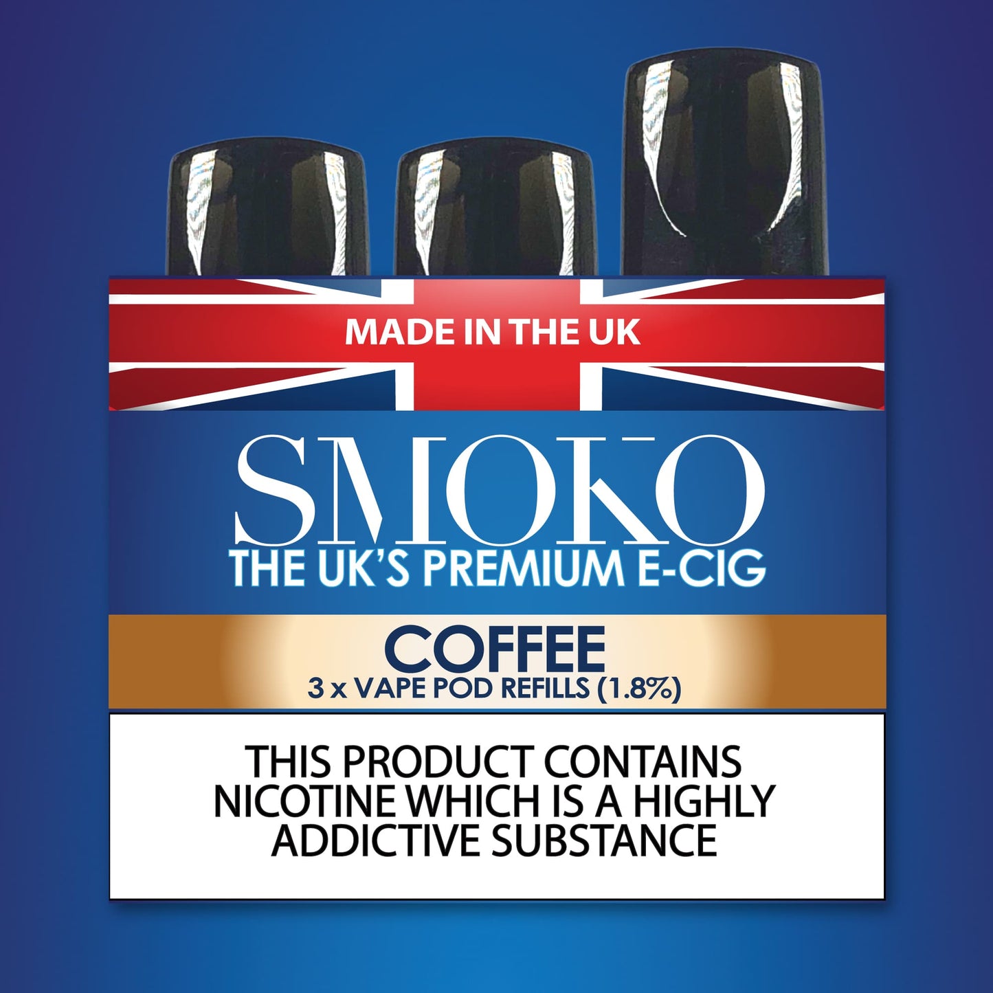 SMOKO E Cigarettes Vape Pod náplně s příchutí kávy 1.8 %