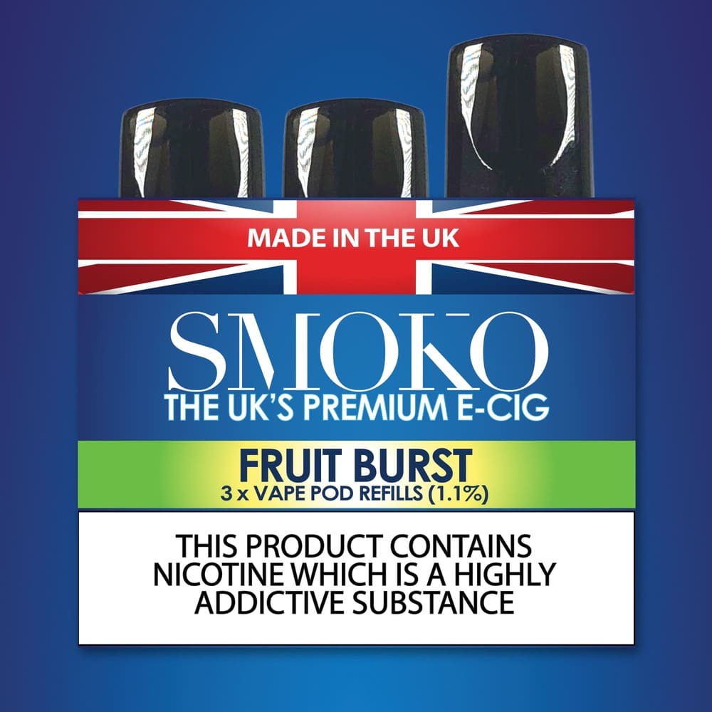 Fruit Burst Flavour Vape POD Refills Made in the UK SMOKO