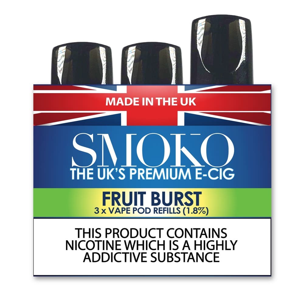 Fruit Burst Flavour Vape POD Refills Made in the UK SMOKO