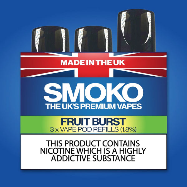 Fruit Burst Vape POD navullingen Made in the UK SMOKO  SMOKO E Cigarettes