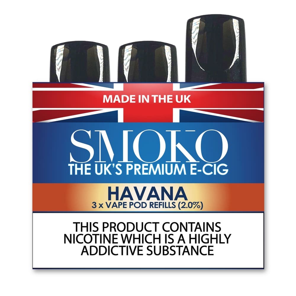 Havana Cigar Flavour Vape POD Refills SMOKO Made in the UK