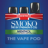 MENTHOL - VAPE POD REFILLS - SMOKO E Cigarettes
