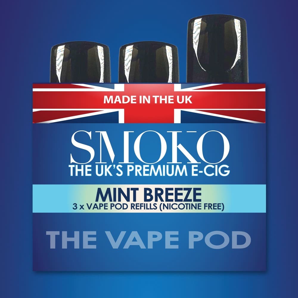 Mint Breeze Flavour Vape POD Refills SMOKO Made in the UK