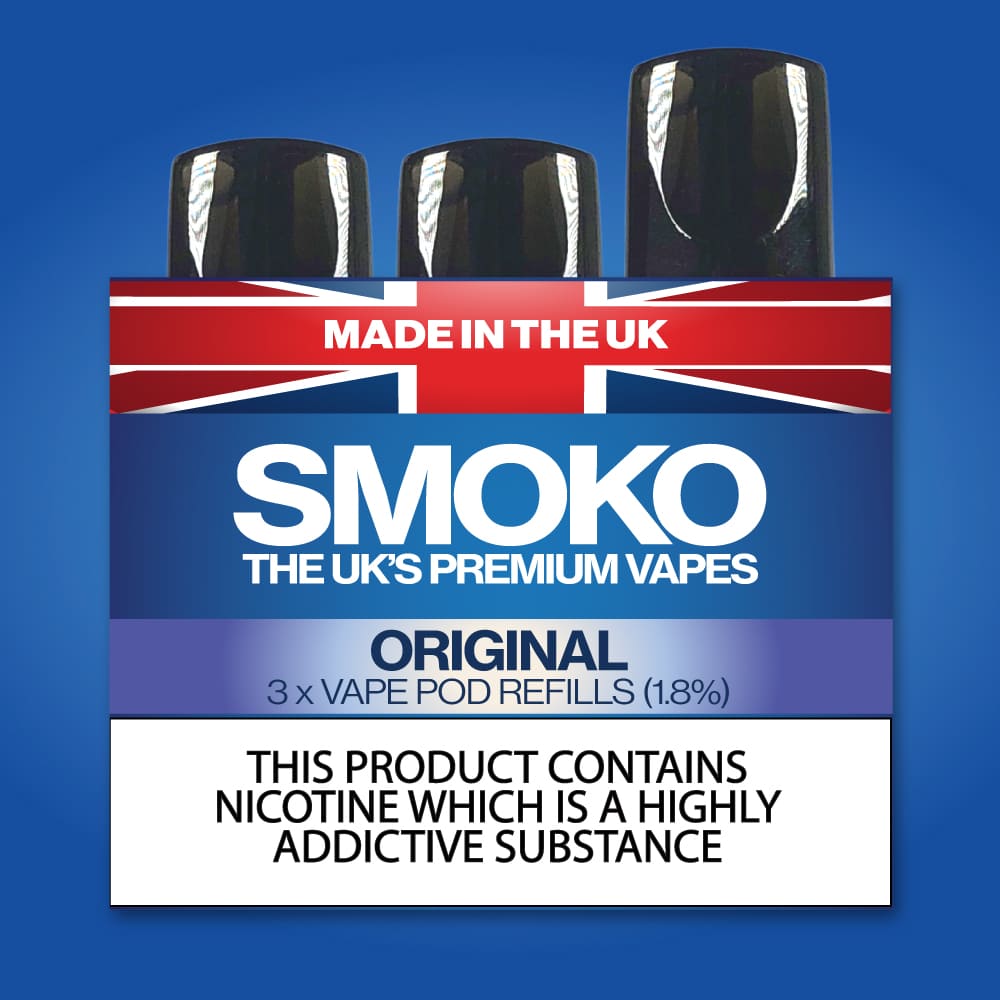Original Tabakgeschmack Vape POD Nachfllpackungen Made in the UK SMOKO SMOKO E Cigarettes Original Tabakgeschmack Vape POD Nachfllpackungen Made in the UK SMOKO SMOKO E Cigarettes