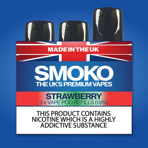 STRAWBERRY - VAPE POD REFILLS - SMOKO E Cigarettes
