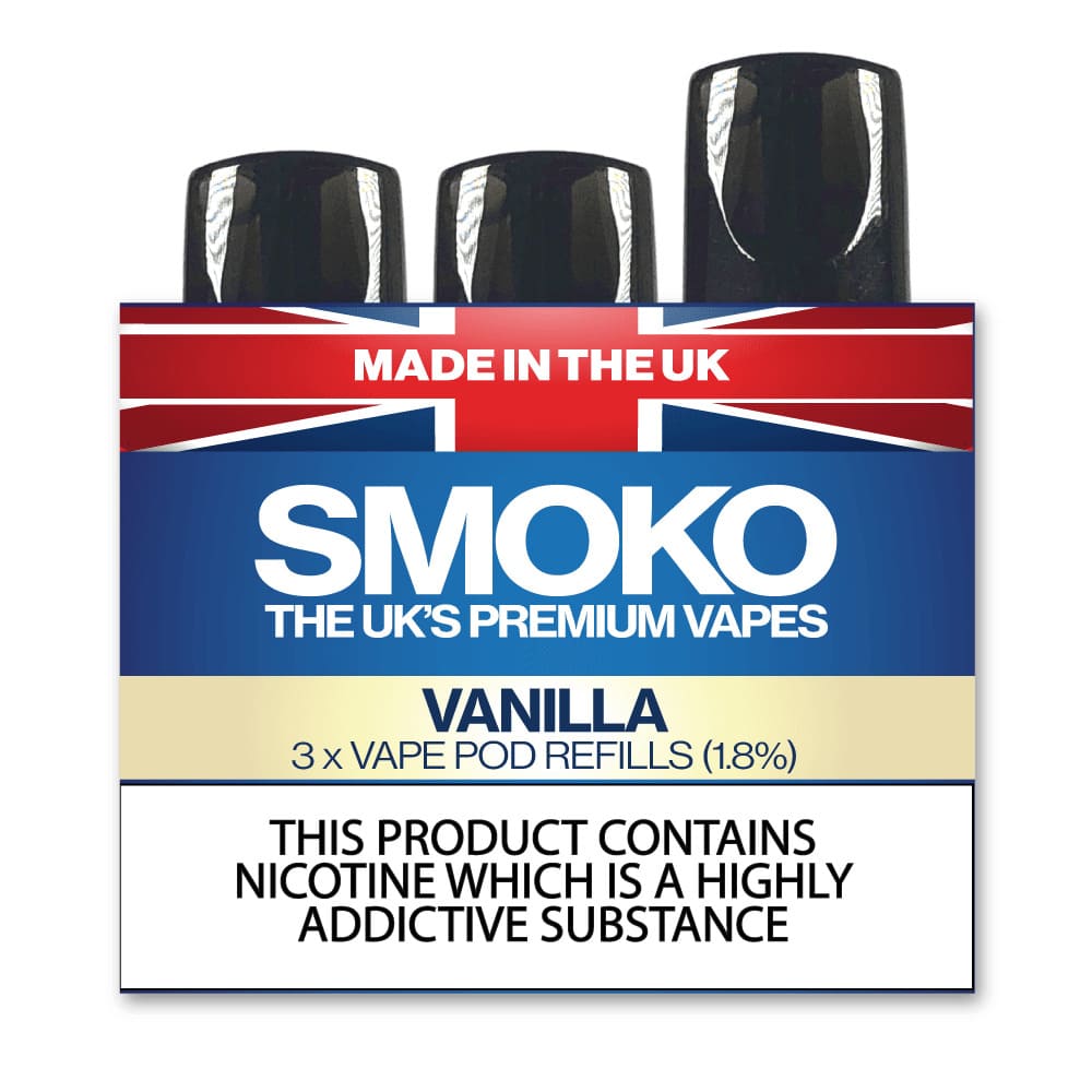 Vape POD-pfyll med vaniljesmak SMOKO E Cigarettes Vape POD-pfyll med vaniljesmak SMOKO E Cigarettes