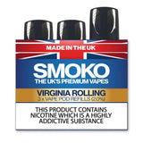VIRGINIA ROLLING - VAPE POD REFILLS - SMOKO E Cigarettes