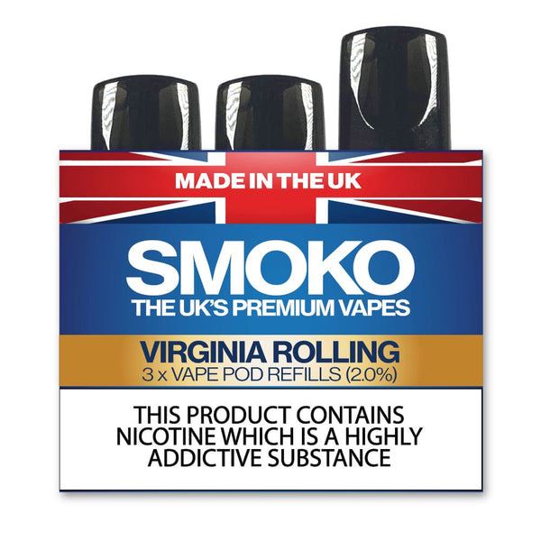 VIRGINIA ROLLING - VAPE POD REFILLS - SMOKO E Cigarettes