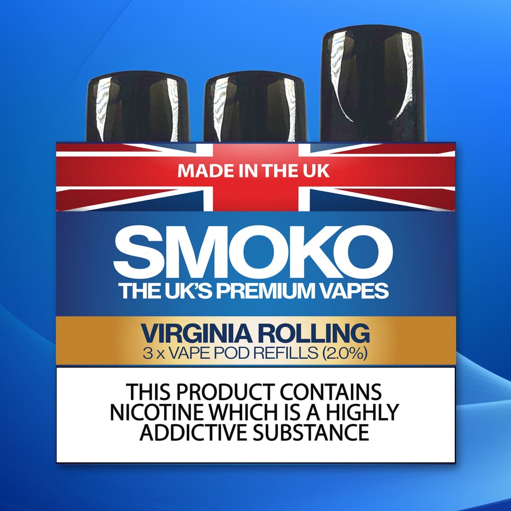 VIRGINIA ROLLING VAPE POD REFILLS UK MADE VAPE REFILLS